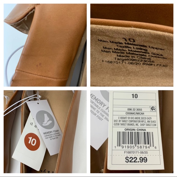 A New Day Micah Cognac Brown Faux Leather Almond Toe Loafers New Nwt Multi Sizes - Picture 14 of 14